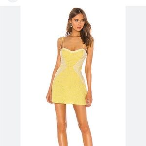 NWT For Love & Lemons Women's Yellow Picnic Mini Dress
